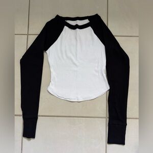 Free People Ribbed Baseball Tee